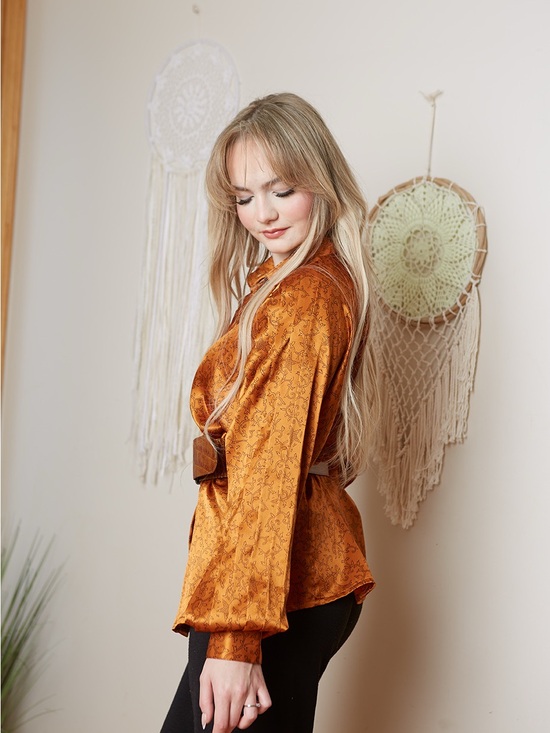 Jac Dale Tops - Vintage 80s Jac Dale Satin Blouse L